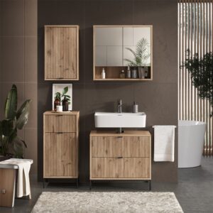wohnli-moebel-suche-M26075584-1 Badmöbel-Set 4 Teile Viking Oak 70x63cm 70x63x46cm Spanplatte Braun Vicco Möbel Badezimmermöbel