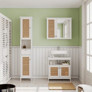 wohnli-moebel-suche-M26075597-1 Badmöbel-Set 3-teilig Weiß 60x60cm 60x60x30cm Spanplatte Weiß Vicco Möbel Badezimmermöbel