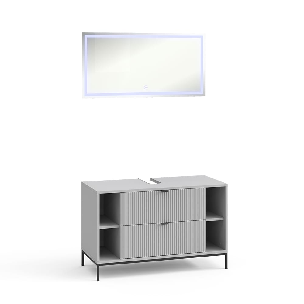 Wohnli Möbelsuche - Badmöbel-Set 2 Teile Grau 100x63cm