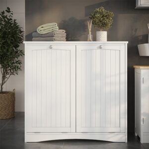 Wäscheschrank mit 2 Wäschekörben Weiß 83x80cm 83x80x37cm Spanplatte Weiß Vicco Möbel Badezimmermöbel