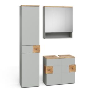 Wohnli Möbelsuche - Badmöbel-Set 3 Teile Grau 73x64cm