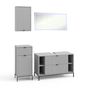 Wohnli Möbelsuche - Badmöbel-Set 4 Teile Grau 100x63cm