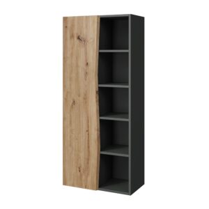 Wohnli Möbelsuche - Badschrank mit 5 offenen Fächern Artisan Eiche/Anthrazit 56x130cm