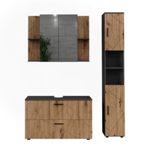 wohnli-moebel-suche-M26075645 Wohnli Möbelsuche - Badmöbel-Set 3 Teile Anthrazit/Goldkraft Eiche 100.1x60.6cm