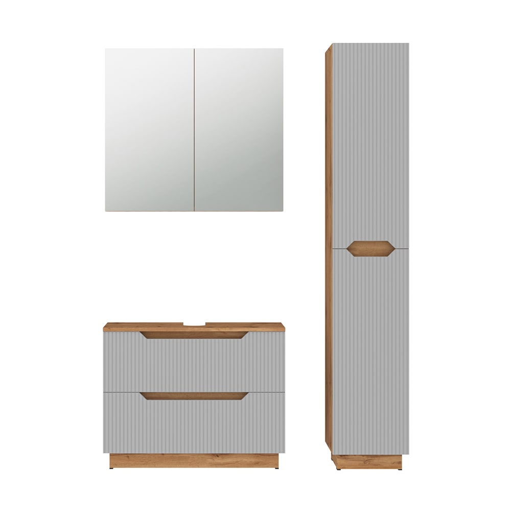 wohnli-moebel-suche-M26075652 Wohnli Möbelsuche - Badmöbel-Set 3 Teile Eiche/grau gestreift 79.6x62.5cm