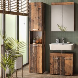 wohnli-moebel-suche-M26075653-1 Badschrank Oldstyle 37x190cm 37x190x33cm Spanplatte Braun Vicco Möbel Badezimmermöbel Bad-Hochschränke