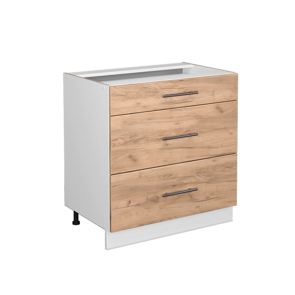 wohnli-moebel-suche-M26075656 Wohnli Möbelsuche - Badschrank mit 3 Schubladen ohne Arbeitsplatte Goldkraft Eiche 80x82cm