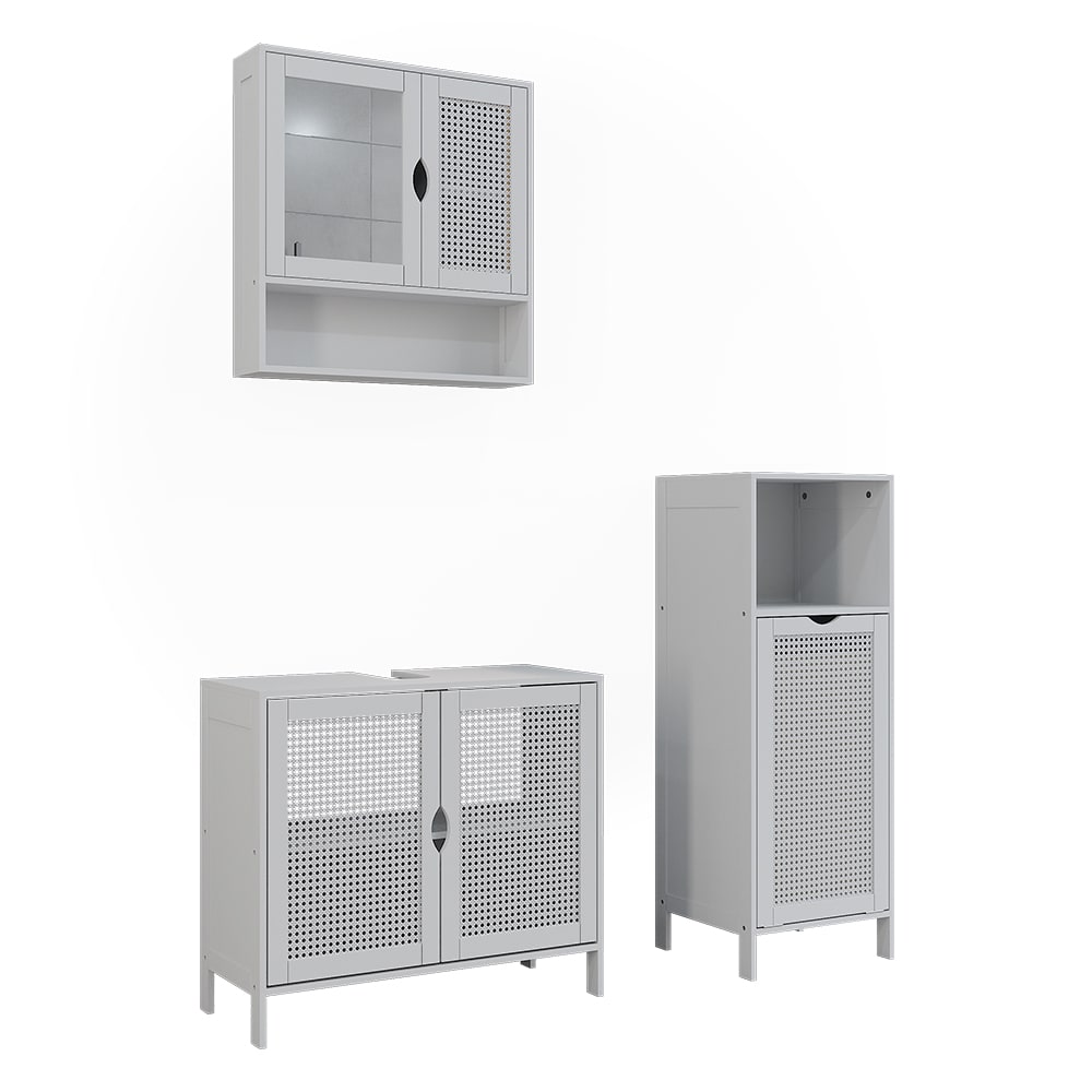Wohnli Möbelsuche - Badmöbel-Set 3 Teile Weiß 68x60cm