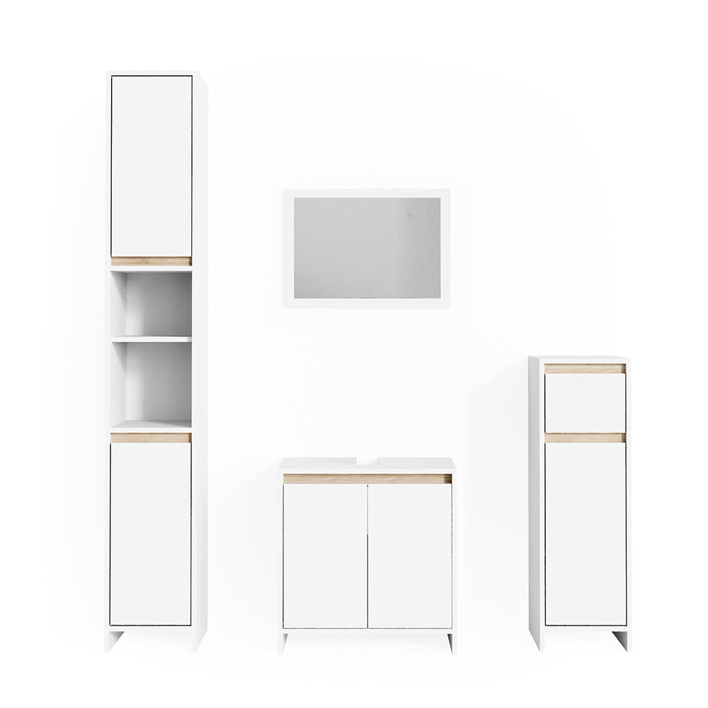wohnli-moebel-suche-M26075677 Wohnli Möbelsuche - Badmöbel-Set 4-teilig Weiß/Sonoma 60x60cm