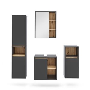 Wohnli Möbelsuche - Badmöbel-Set 4 Teile Grau/Artisan 60x60cm