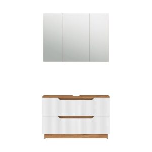 wohnli-moebel-suche-M26075696 Wohnli Möbelsuche - Badmöbel-Set 2 Teile Eiche/weiß gestreift 119.2x62.5cm