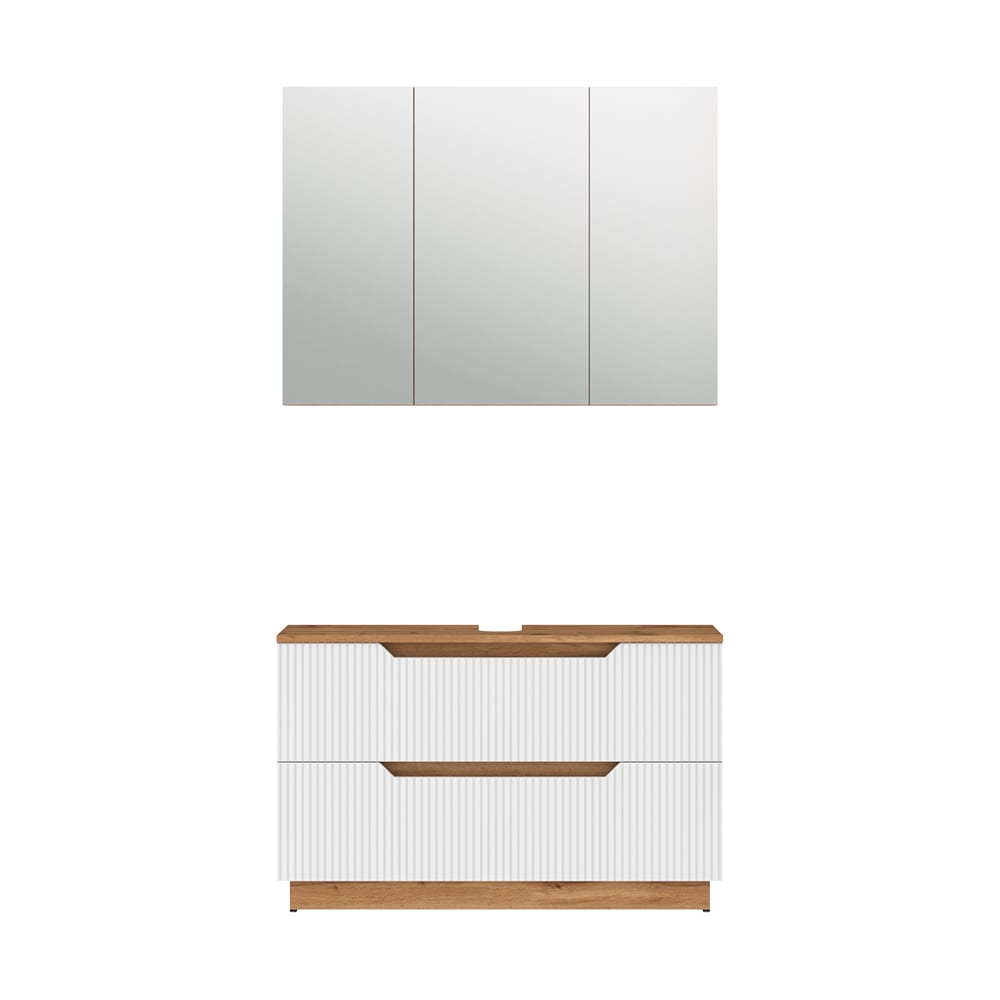 wohnli-moebel-suche-M26075696 Wohnli Möbelsuche - Badmöbel-Set 2 Teile Eiche/weiß gestreift 119.2x62.5cm