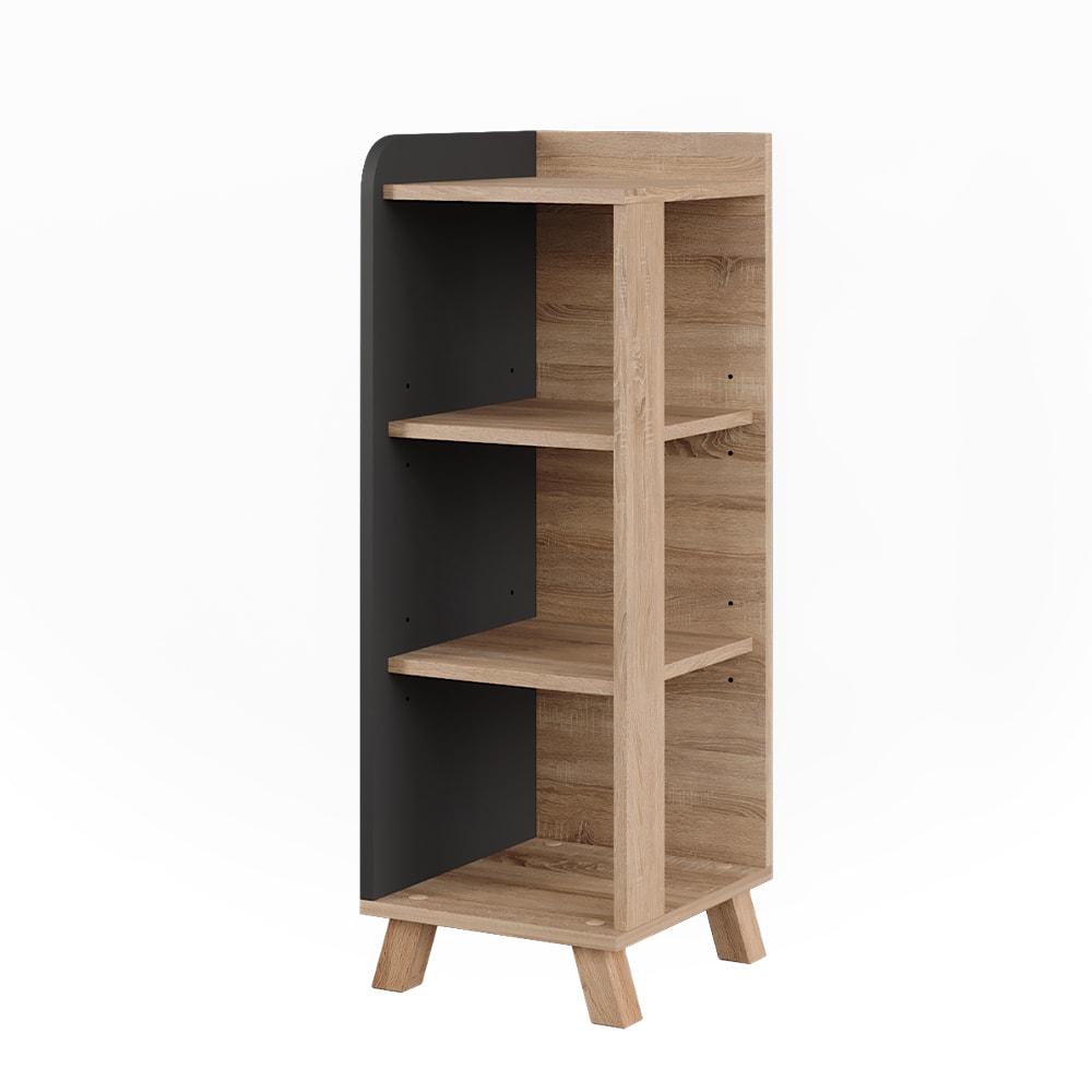 wohnli-moebel-suche-M26075710 Wohnli Möbelsuche - Midischrank mit 4 Ablagen Sonoma/Anthrazit 30x90cm