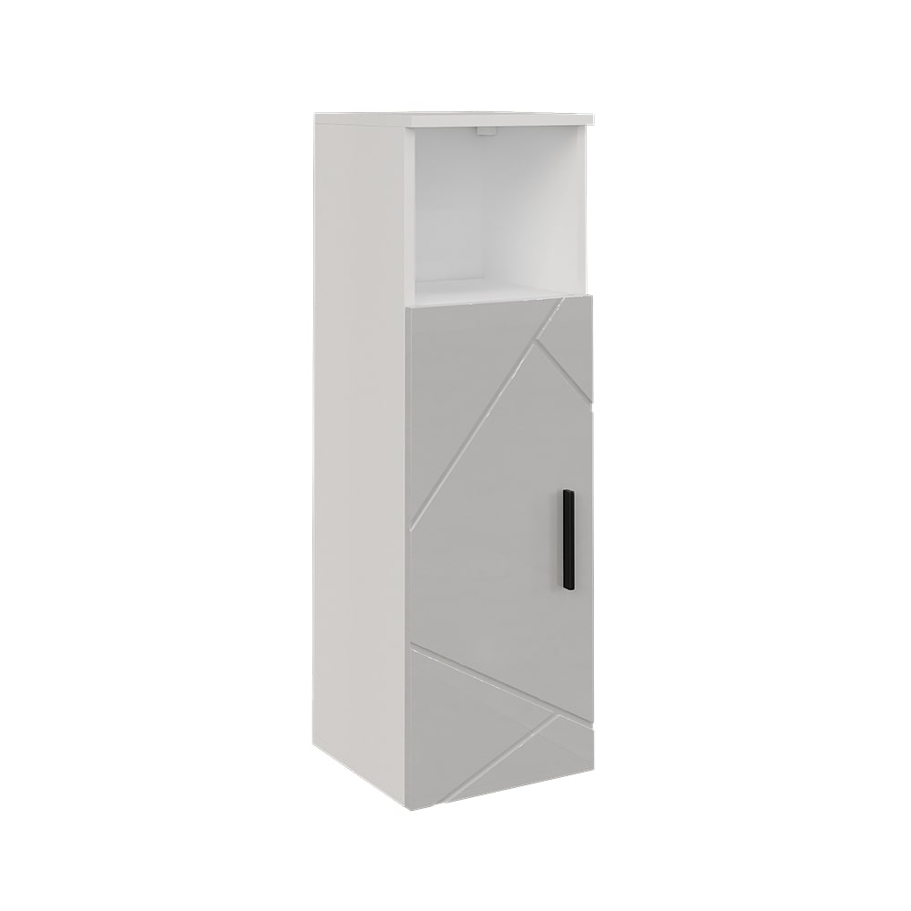 wohnli-moebel-suche-M26075713 Wohnli Möbelsuche - Midischrank mit Tür Weiß/Weiß Hochglanz 30x93cm