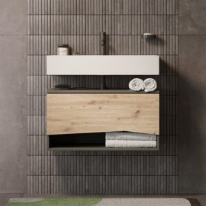 Waschbeckenunterschrank mit Schublade Artisan 80x42.8cm 80x43x43cm Spanplatte Braun Vicco Möbel Badezimmermöbel Waschtische