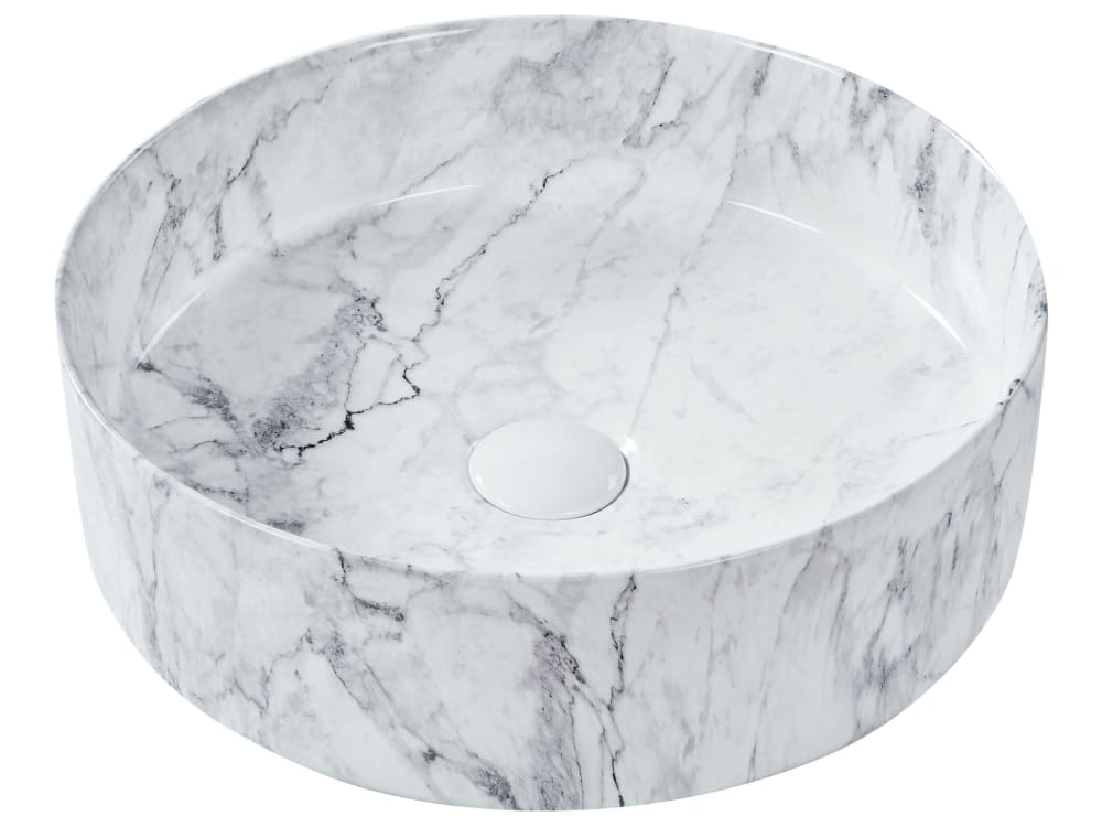 wohnli-moebel-suche-M26075760 Wohnli Möbelsuche - Aufsatzwaschbecken ⌀ 40 cm Keramik Weißer Marmor