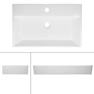 wohnli-moebel-suche-M26075793-1 Waschbecken Keramik mit Ablaufgarnitur Waschtisch 60x13x36cm Keramik Weiß ECD Germany Möbel Badezimmermöbel Waschbecken