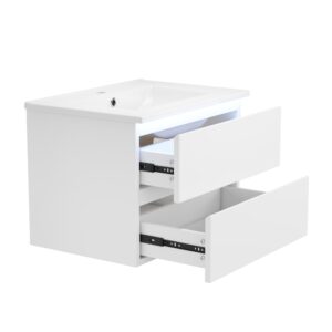 Wohnli Möbelsuche - Waschbecken aus Keramik und MDF mit 2 Schubladen 61x46x45 cm