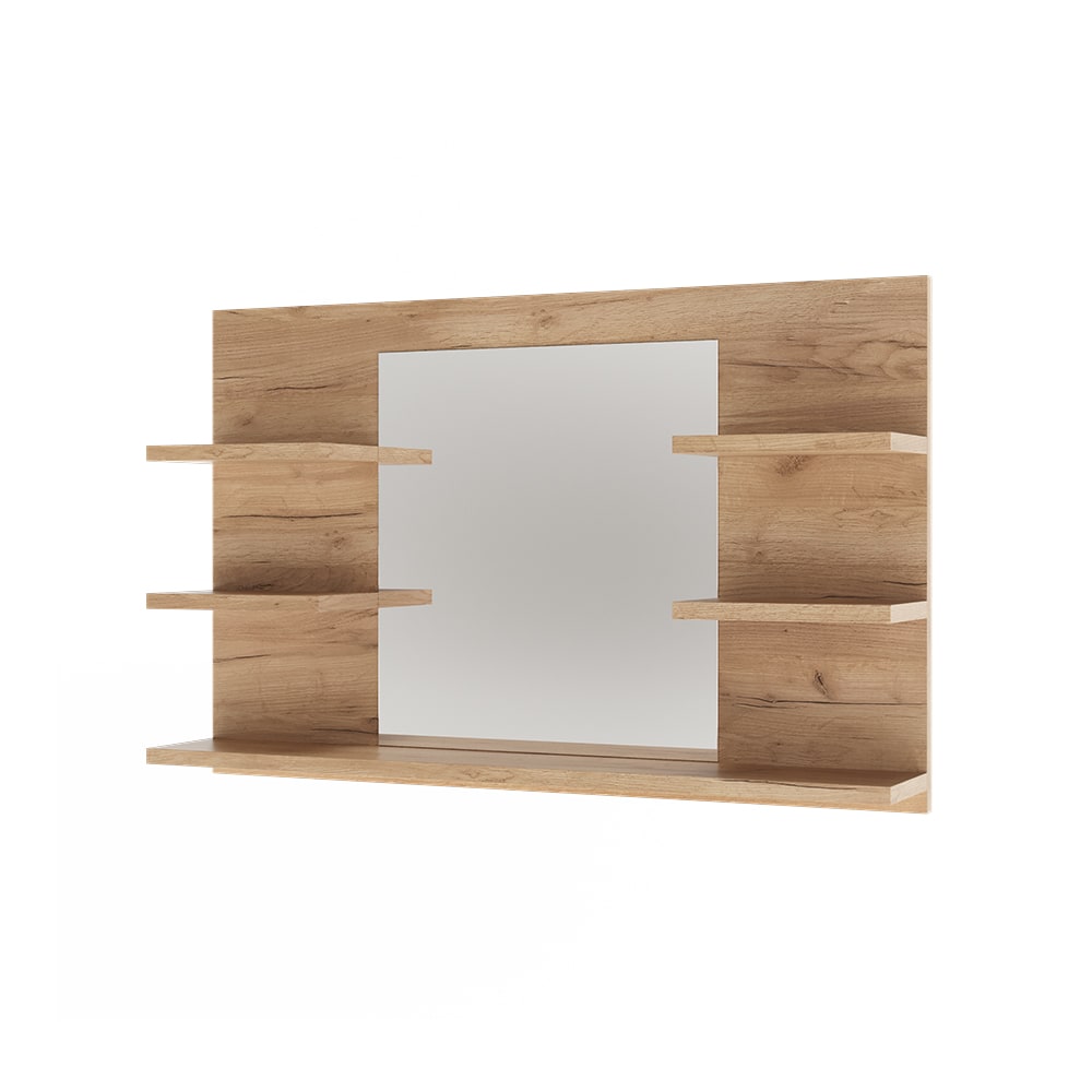 wohnli-moebel-suche-M26075814 Wohnli Möbelsuche - Badspiegelschrank mit Regalen Goldkraft Eiche 78x50cm