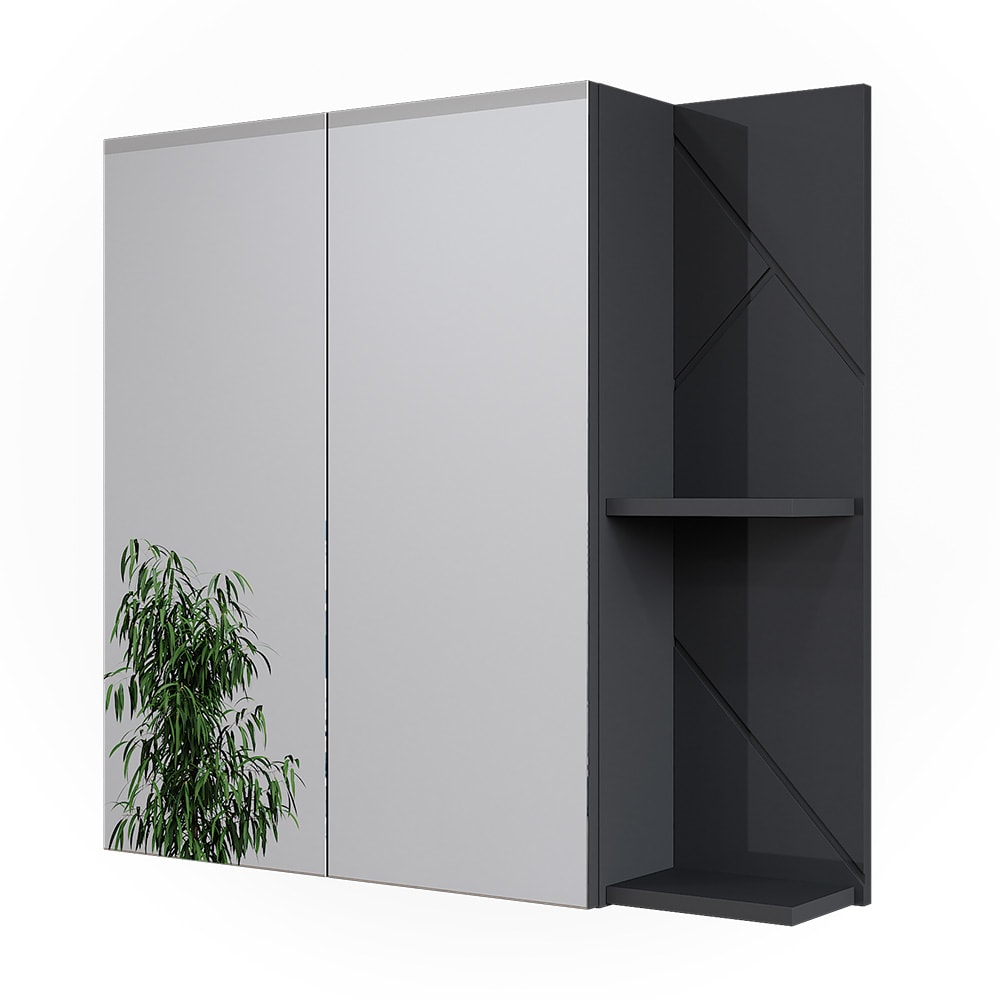 wohnli-moebel-suche-M26075837 Wohnli Möbelsuche - Badspiegelschrank Anthrazit Hochglanz 80x75cm