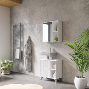 Badspiegelschrank  Weiß 60x60cm 60x60x20cm Spanplatte Weiß Vicco Möbel Badezimmermöbel Badezimmerschränke