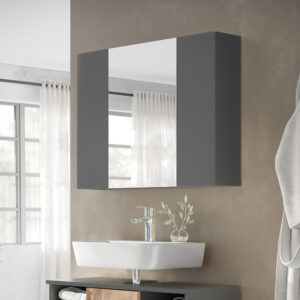 Badspiegelschrank mit Regalen Anthrazit 80x59.2cm 80x60x17cm Spanplatte Schwarz Vicco Möbel Badezimmermöbel Badezimmerschränke