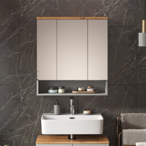 Badspiegelschrank mit 3 Spiegeltüren Grau/Artisan 70x77.5cm 70x78x22cm Spanplatte Grau Vicco Möbel Badezimmermöbel Badezimmerschränke