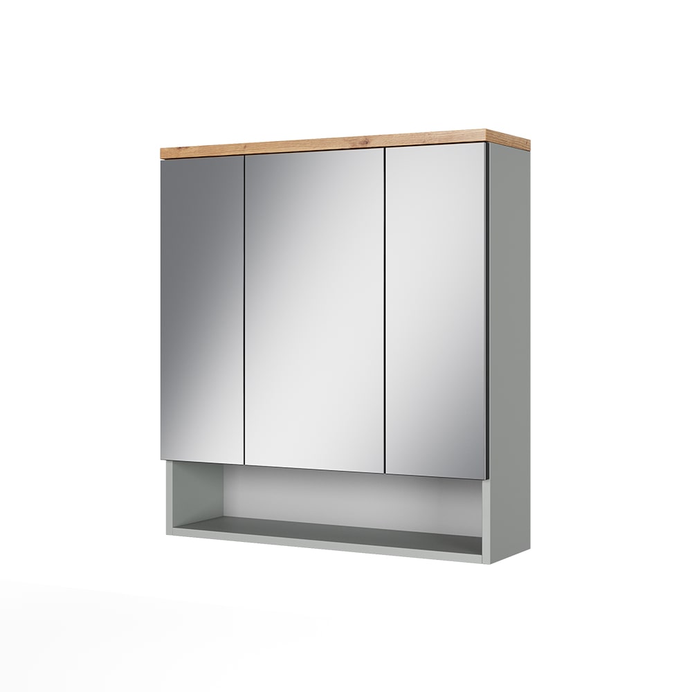 wohnli-moebel-suche-M26075867 Wohnli Möbelsuche - Badspiegelschrank mit 3 Spiegeltüren Grau/Artisan 70x77.5cm