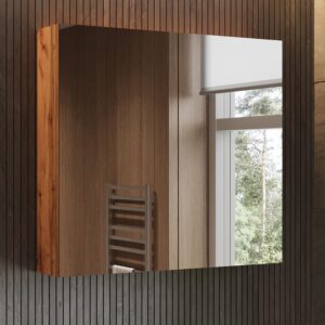 wohnli-moebel-suche-M26075870-1 Badspiegelschrank mit 2 Türen Eiche 79.7x73.2cm 80x74x16cm Spanplatte Braun Vicco Möbel Badezimmermöbel Badezimmerschränke