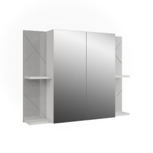 Wohnli Möbelsuche - Badspiegelschrank mit 2 Türen Weiß Hochglanz 100x75cm