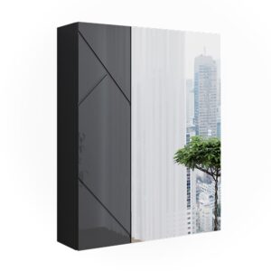 Wohnli Möbelsuche - Badspiegelschrank 0 Anthrazit Hochglanz 60x75cm