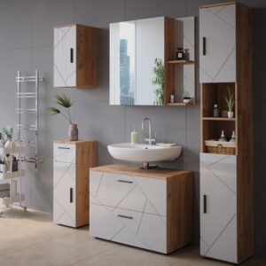 wohnli-moebel-suche-M26075906-1 Badspiegelschrank 0 Weiß Hochglanz 80x75cm 80x75x18cm Spanplatte Weiß Vicco Möbel Badezimmermöbel Badezimmerschränke
