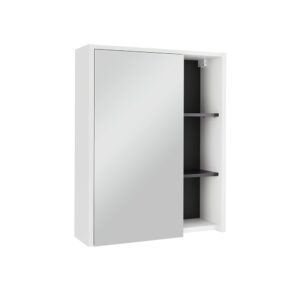 Wohnli Möbelsuche - Badspiegelschrank mit offenen Regalen Weiß/Grau 60x75cm