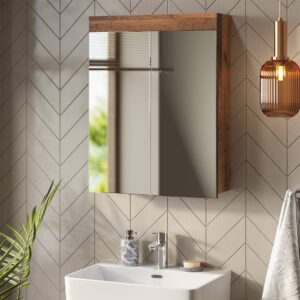 Badspiegelschrank  Oldstyle 60x77cm 60x77x17cm Spanplatte Braun Vicco Möbel Badezimmermöbel Badezimmerschränke