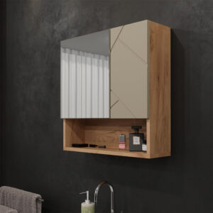 Badspiegelschrank  Goldkraft Eiche 54x55cm 54x55x17cm Spanplatte Beige Vicco Möbel Badezimmermöbel Badezimmerschränke
