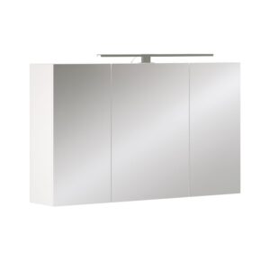 Wohnli Möbelsuche - Badspiegelschrank mit 3 Türen und LED-Beleuchtung Weiß 100x60cm