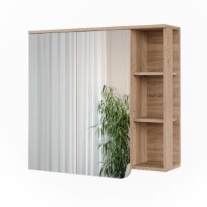 Wohnli Möbelsuche - Spiegelschrank  Sonoma/Weiß 80x75cm