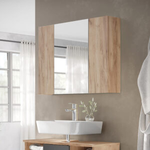 Badspiegelschrank mit Regalen Goldkraft Eiche 80x59.2cm 80x60x17cm Spanplatte Braun Vicco Möbel Badezimmermöbel Badezimmerschränke