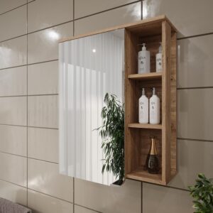 Spiegelschrank  Sonoma/Blau 60x75cm 60x75x20cm Spanplatte Braun Vicco Möbel Badezimmermöbel Badezimmerschränke