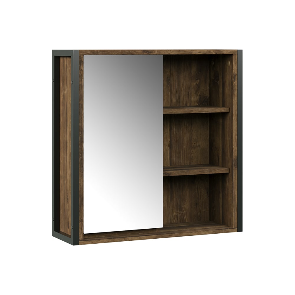 wohnli-moebel-suche-M26075961 Wohnli Möbelsuche - Badspiegelschrank mit 1 Spiegeltür Eiche/Schwarz 62.2x62.5cm