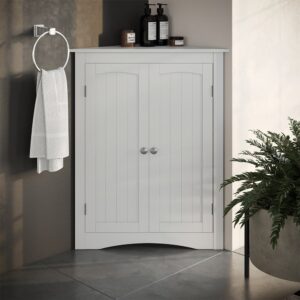 wohnli-moebel-suche-M26075984-1 Eckschrank mit 2 Türen Weiß 56x80cm 56x80x42cm Spanplatte Weiß Vicco Möbel Badezimmermöbel