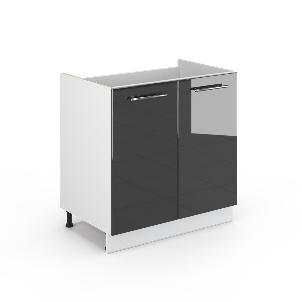 Wohnli Möbelsuche - Waschbeckenunterschrank ohne Arbeitsplatte Anthrazit Hochglanz 80x82cm