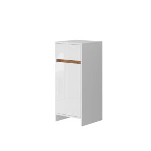 wohnli-moebel-suche-M26076005 Wohnli Möbelsuche - Midischrank mit Tür und Schublade Weiß Hochglanz 35x82cm