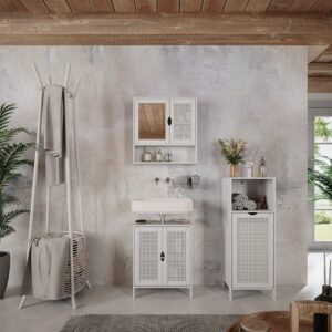 wohnli-moebel-suche-M26076011-1 Badmöbel-Set 3 Teile Weiß 48x60cm 48x60x29cm Spanplatte Weiß Vicco Möbel Badezimmermöbel