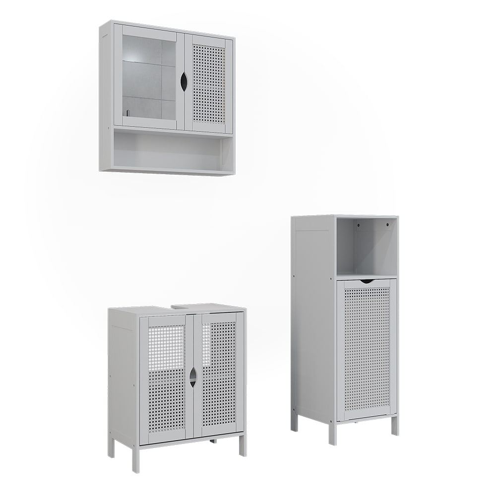 Wohnli Möbelsuche - Badmöbel-Set 3 Teile Weiß 48x60cm