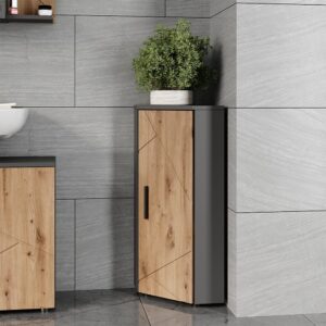 wohnli-moebel-suche-M26076020-1 Eckmidischrank mit 3 Regalfächer Anthrazit/Artisan 33x81cm 33x81x33cm Spanplatte Grau Vicco Möbel Badezimmermöbel