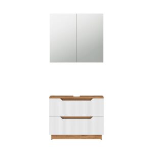 wohnli-moebel-suche-M26076021 Wohnli Möbelsuche - Badmöbel-Set 2 Teile Eiche/weiß gestreift 79.6x62.5cm