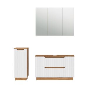 Wohnli Möbelsuche - Badmöbel-Set 3-teilig Weiß 100x62.5cm