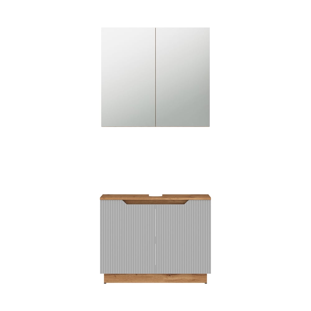 wohnli-moebel-suche-M26076053 Wohnli Möbelsuche - Badmöbel-Set 2 Teile Eiche/grau gestreift 79.6x62.1cm