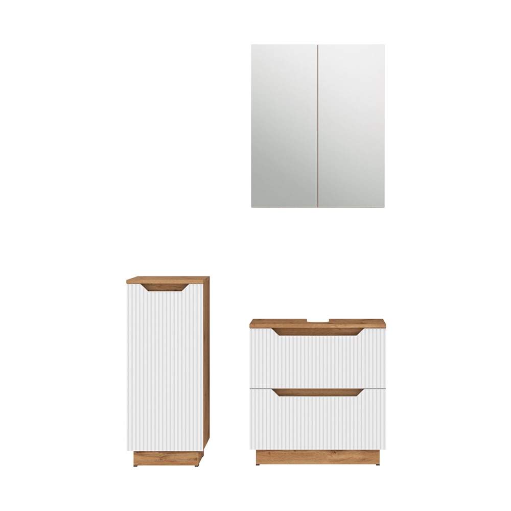 wohnli-moebel-suche-M26076061 Wohnli Möbelsuche - Badmöbel-Set 3 Teile Eiche/weiß gestreift 58.9x62.5cm